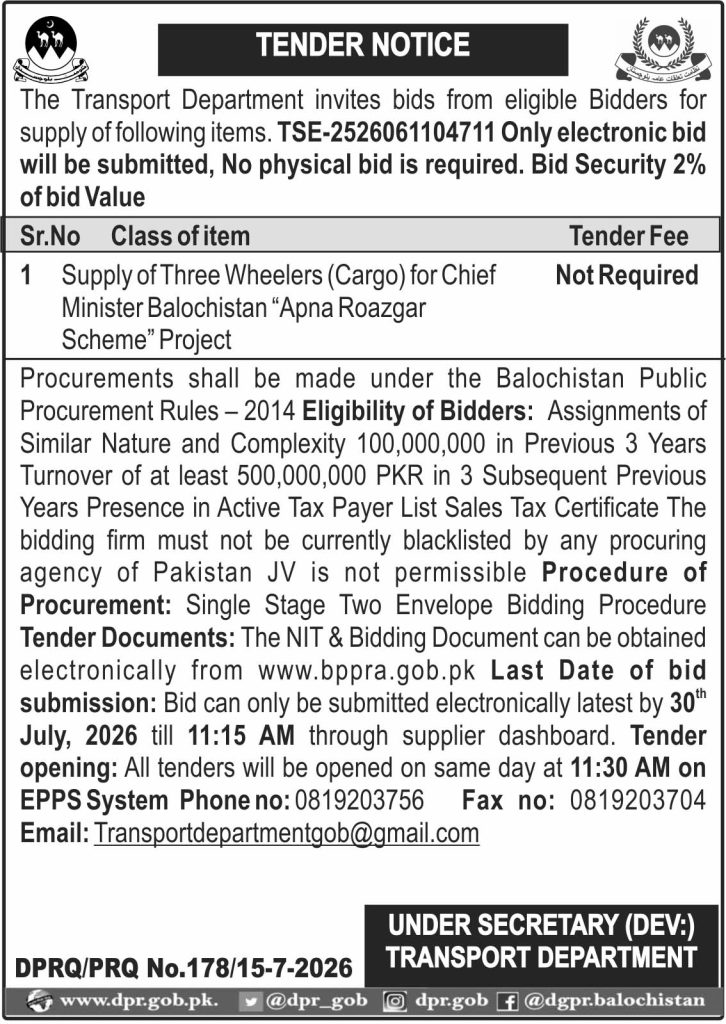 Under Secretary (Dev) Transport Department