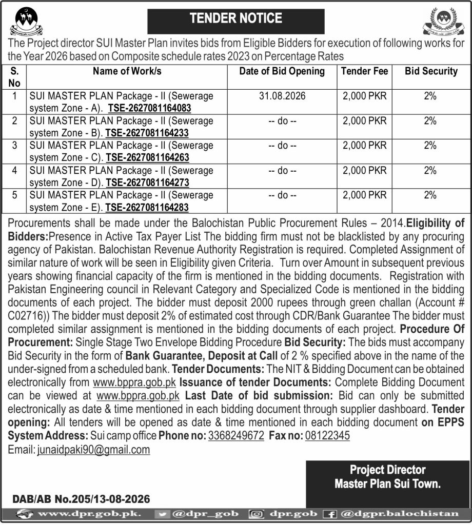 Project Director Master Plan Sui Town (TN)