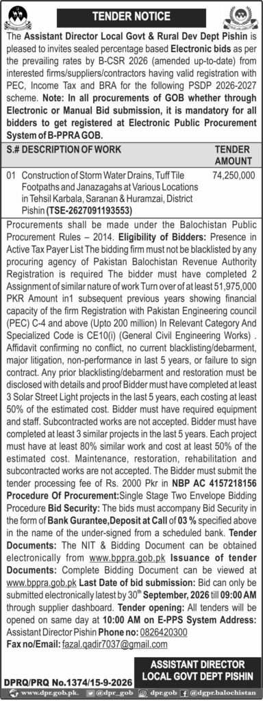 Assistant Director Local Govt Dept Pishin (TN)