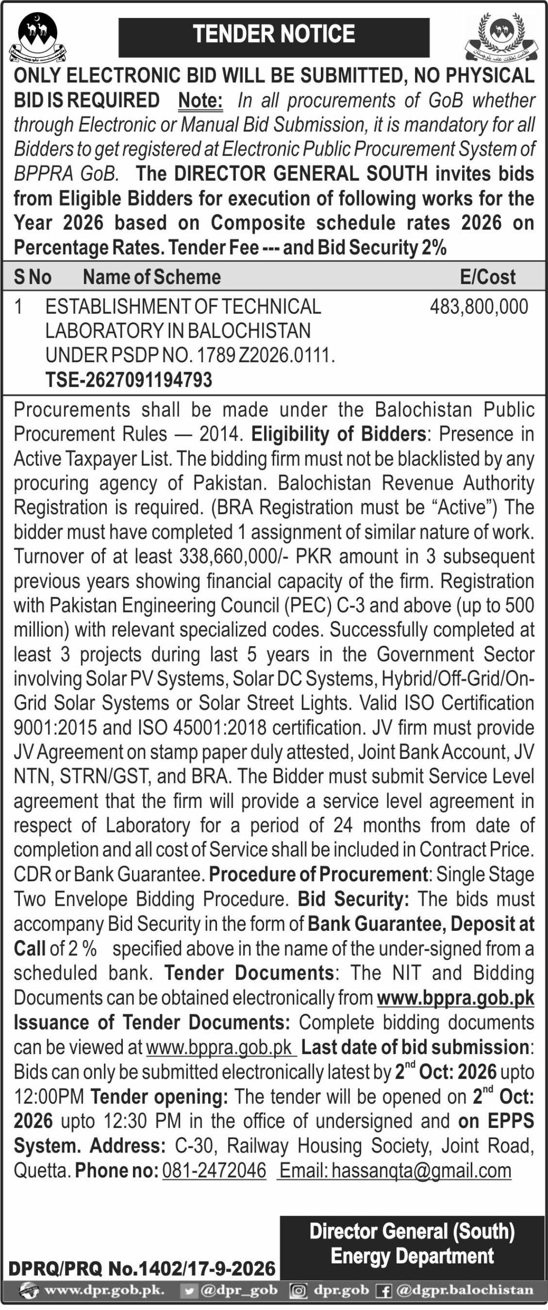 Director General South, Energy Department (TN)